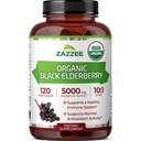 Zazzee USDA organisk svart eldrebær 10:1 ekstrakt, 5000 mg styrke, 120 veganske kapsler, 2 måneders forsyning, standardisert, konsentrert 10X ekstrakt, 100% vegetarisk, all-naturlig, ikke-GMO, laget i USA