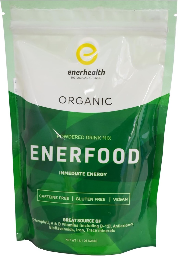Botanicals Enerfood Powdered Drink Mix - Blanding av 20 organiske supermatvarer rik på klorofyll, vitaminer, antioksidanter, bioflavonoider, jern og mineraler for detox, energi, velvære – 14,1 oz