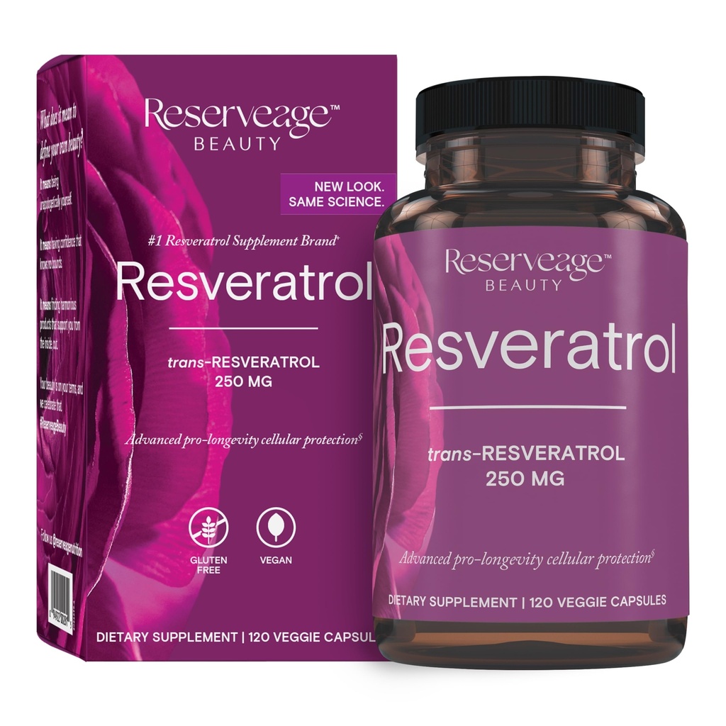 Reservasjonsskjønnhet, Resveratrol 250 mg, Antioksidant Supplement for hjerte- og cellehelse, støtter sunn aldring og immunsystem, Paleo, keto, 120 kapsler