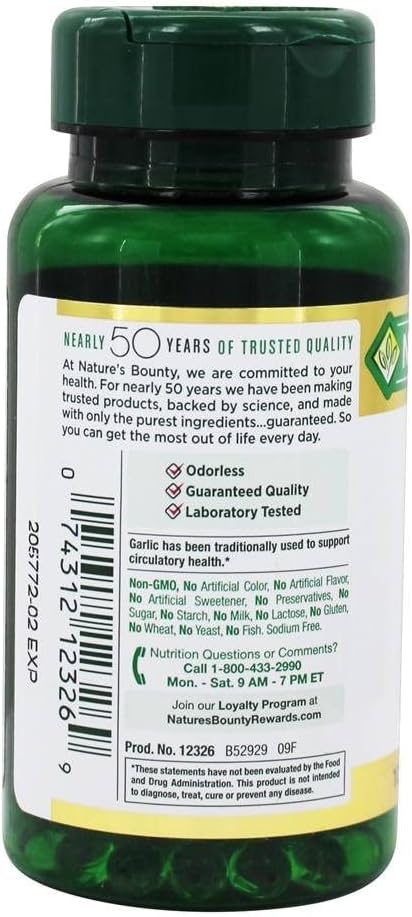 Naturens Bounty hvitløk ekstrakt 1000 mg, 100 Rapid Release Softgels (Pack of 2)