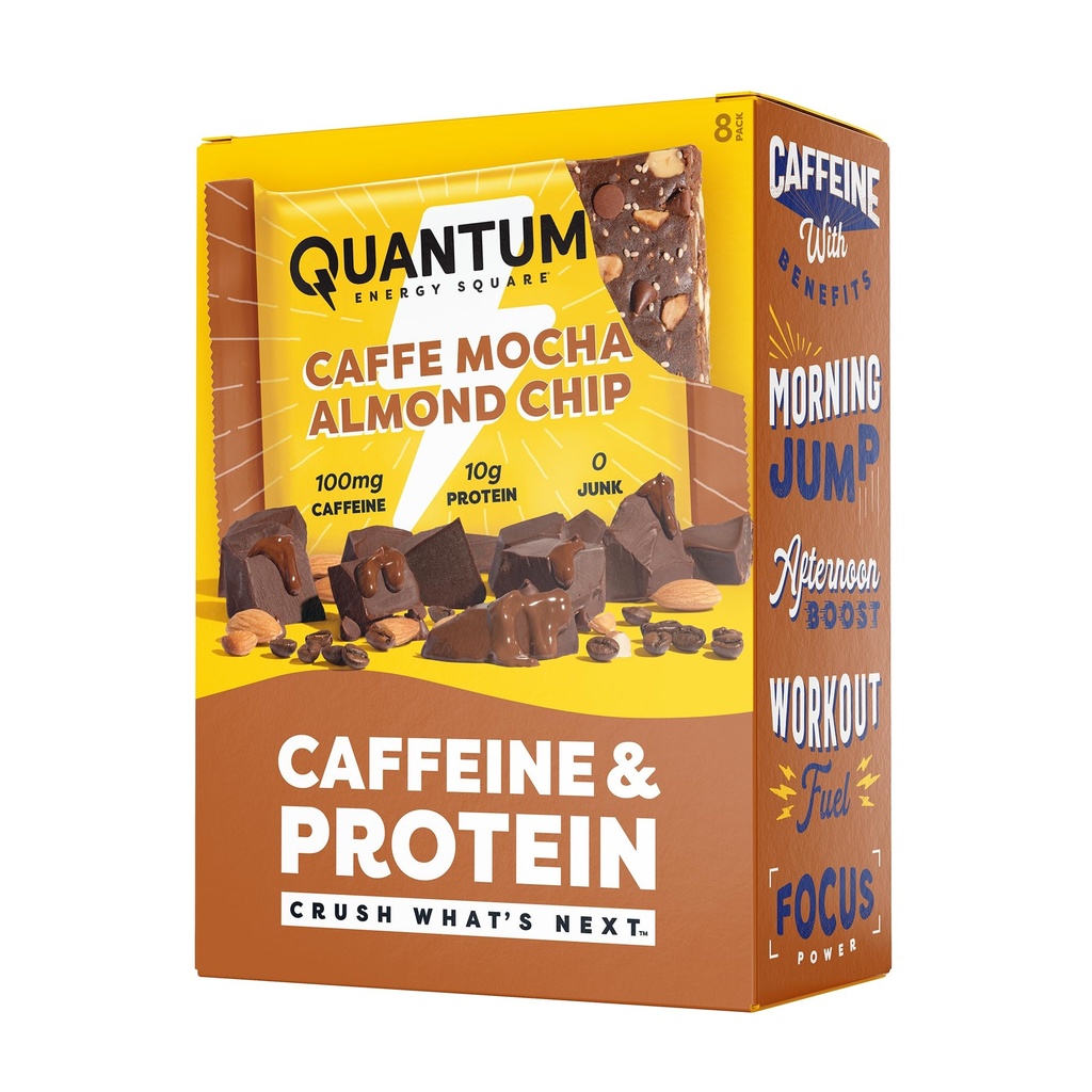 Quantum Energy Square: Energi Bar med koffein og 10g protein. Delikat Sunnack On The Go.