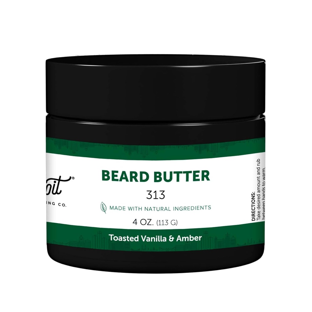 Detroit Grooming Co. Beard smør for menn | Softens, Tykkelser & Hydrates med Safflower Oil & Shea Butter | 313 Scent, 4oz