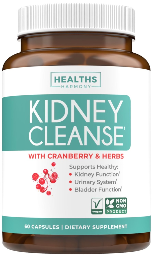 Nyre rengjøring Detox (Non-GMO) Støtte Sunn Urin Tract- Powerful VitaCran Cranberry Extract & Herbs – Sunn Nurn Support Supplement - 60 Vegetariske kapsler (ingen piller)
