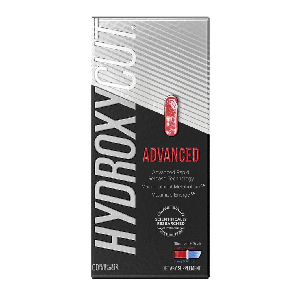 Hydroxycut Advanced - Thermogenic Supplement - Metabolisme og energi støtte for menn og kvinner - C. Canephora Robusta, Yohimbe Extract & 200 mg Koffein - Rapid Release flytende kapsler - 60 kapsler