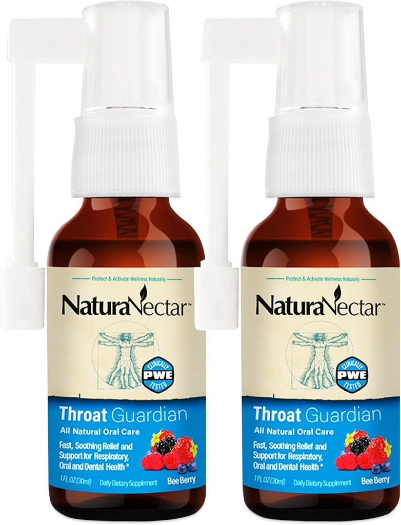 NaturaNectar - Bee Propolis Throat Spray - Unik Throat Relief and Wellness Agent - Brasiliansk Bee Propolis Throat Guardian Spray - Etisk Beekeeke - Honning Bee Berry Flavor (2-Pack, 1,06 Fl Oz.)