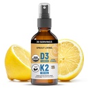 Organisk vitamin D3 5000 IU (Lichen) + K2 120 MG (Fermented Chickpea), immun-, bein- og hjertehelse med kalsiumabsorpsjon, sitron- og citrusmineraler, sukkerfri, spray (1 FL OZ, 30 serveringer)