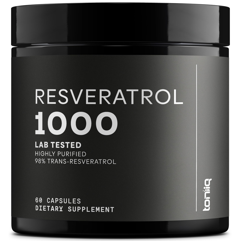 Ultra høy styrke tredjeparts testet trans resveratrol 1000mg - 98% ren, høy rengjort og biotilgjengelig - Resveratrol Polygonum Root Extract - 60 kapsler