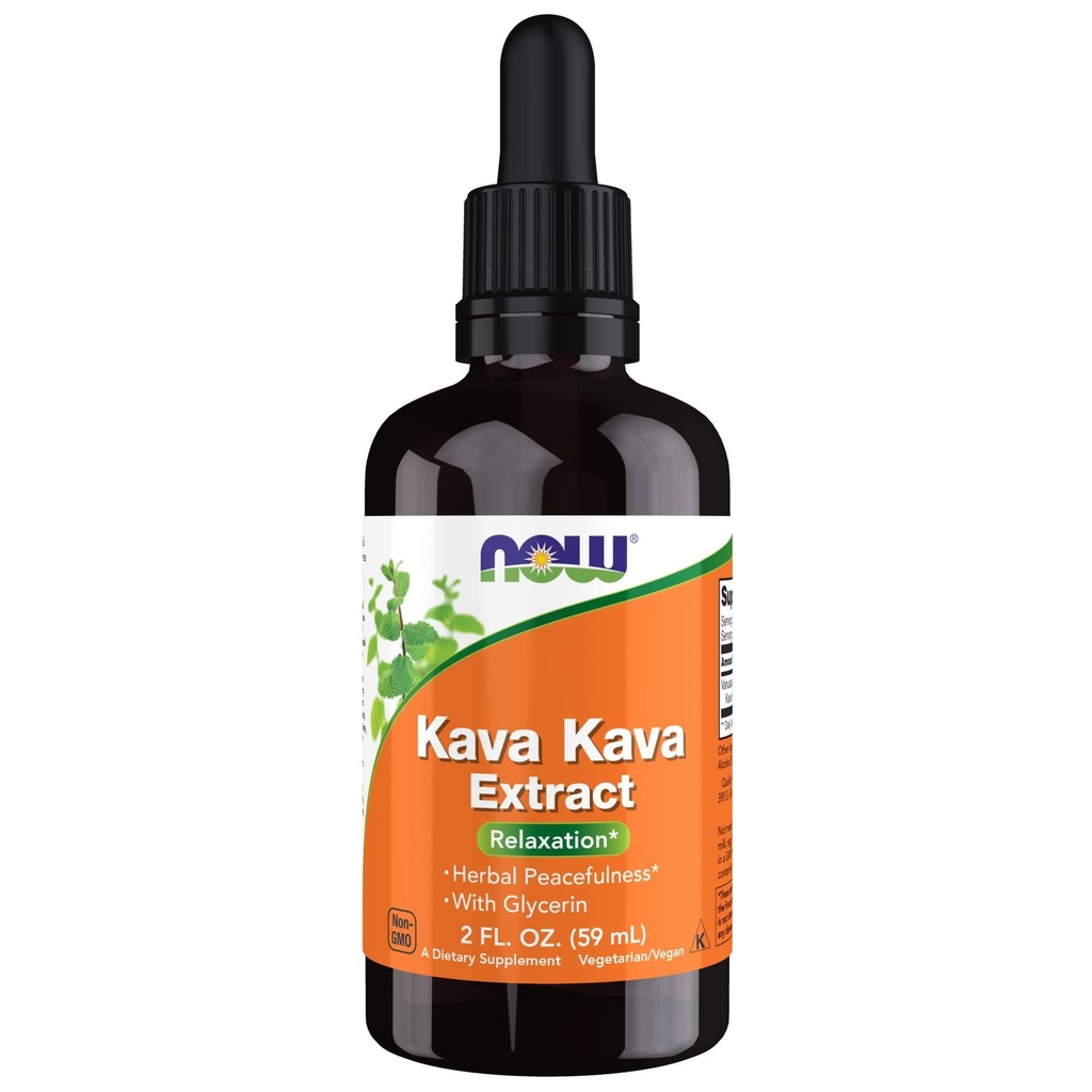 NÅ Mattilskudd, Kava Kava flytende ekstrakt med glycerin, Dropper Inkludert, Avslapning*, 2-Ounce