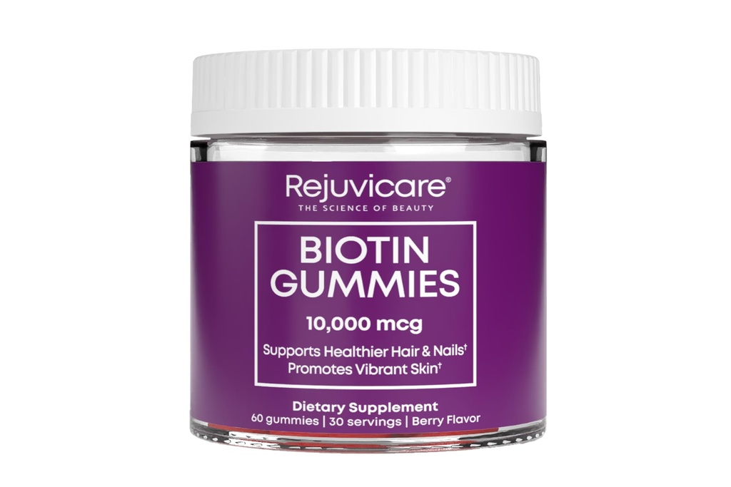 Vindmølle Helseprodukter Rejuvicare Biotin Gummies- 10.000mcg, 30 porsjoner, én farge, Berry, 60 greve