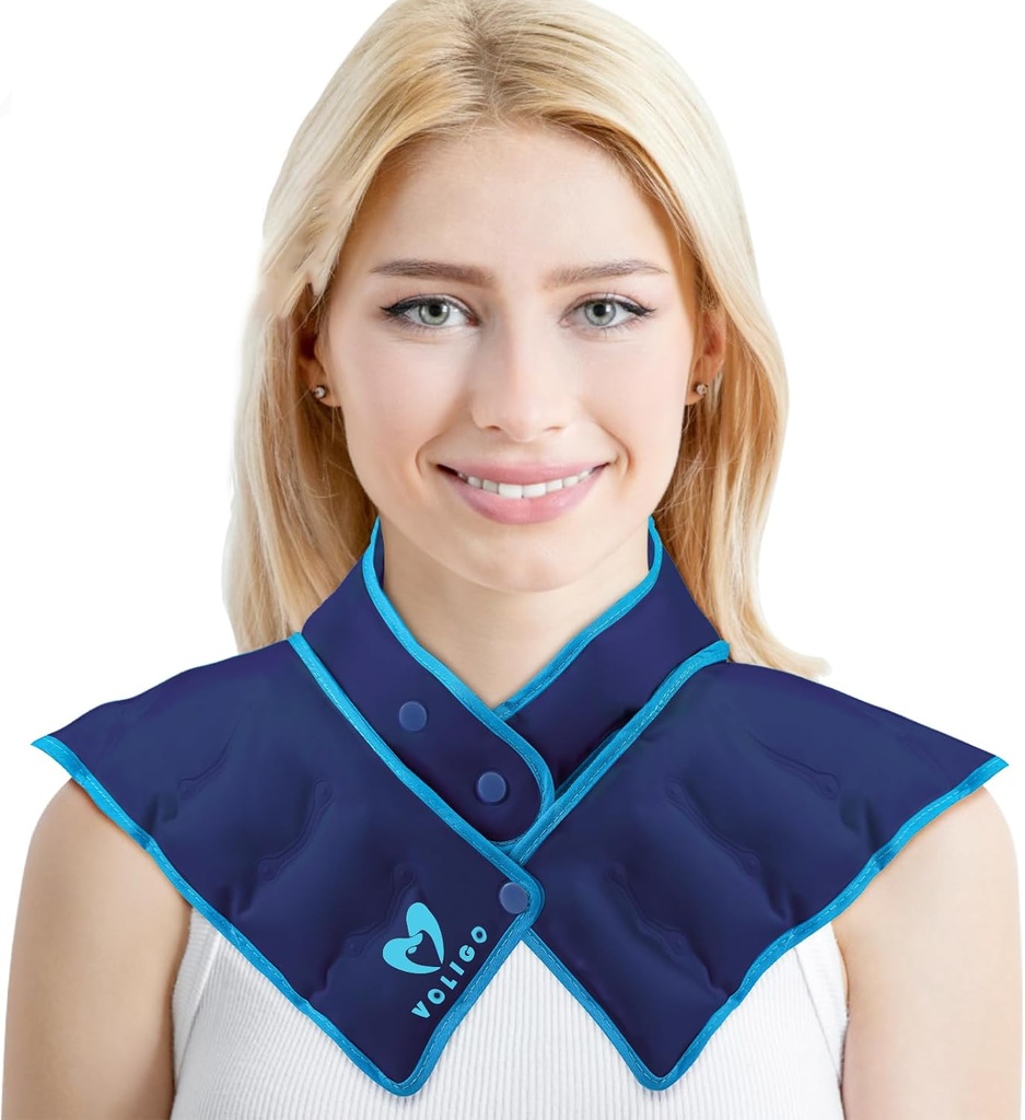 Neck skulder oppvarming hals Wrap mikrobølgeovn oppvarming pad, varme og fuktig rygg smerte relief varmekompressor, justerbar mikrobølge halsvarmer (NSF-Blue)