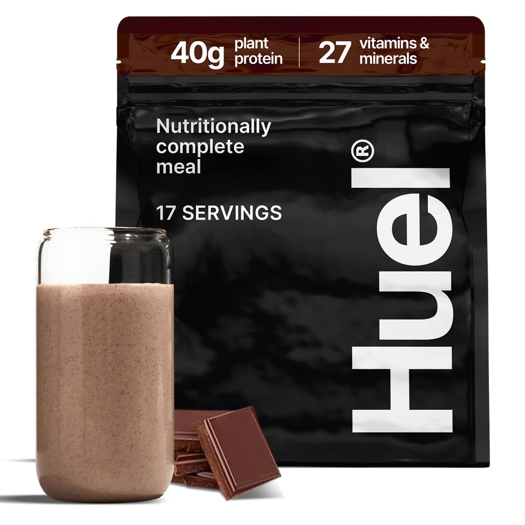 Huel Black Edition | Sjokolade 40g Vegansk Protein pulver | Næringsrikt komplett måltid | 27 vitaminer og mineraler, Glutenfri | 17 serveringer