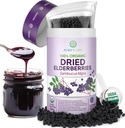 USDA Økologisk tørket eldrebær 1lb bulk (Safest emballasje, forseglbar veske, BPA-fri Scoop) naturlig, ikke-irradiert, rå hele svart eldrebær, immunstøtte, gjøre Sambucus eldrebær Syrup, 1 pund