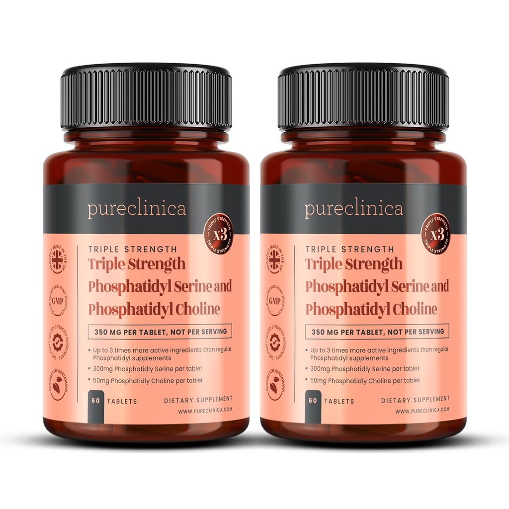 Trippel styrke Fosfatydyl Serine og Fosfatidyl Choline x 120 tabletter (2 flasker med 60 tabletter)