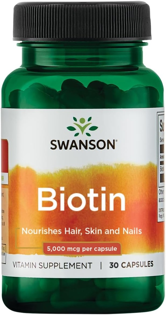 Swanson Biotin B7 Vitamin 5000 mg 30 kapsler