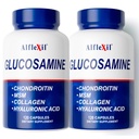 Premium Glucosamine & Chondroitin ernæringstilskudd - sunn felles, bein og kne støtte - rik på MSM & kollagen - organiske naturlige ingredienser - laget i USA - 120 kapsler 2 pakke