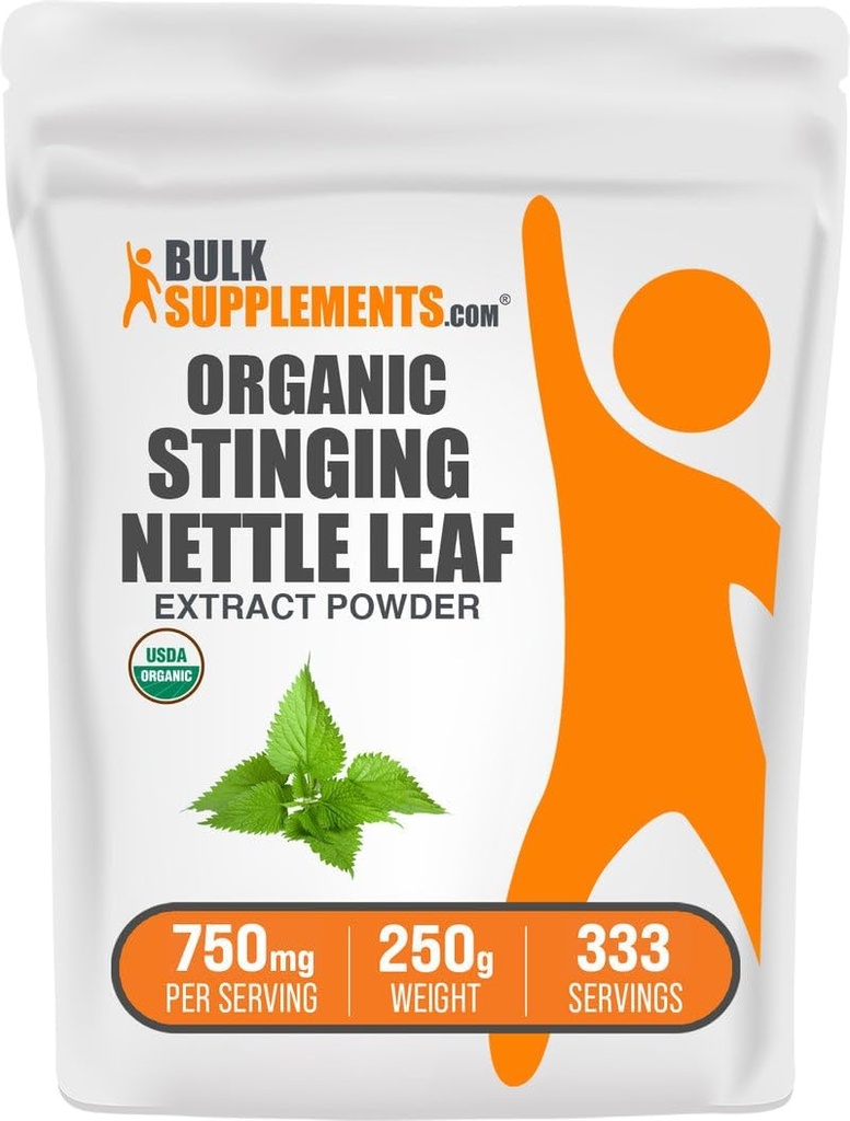BulkSupplements.com Økologisk Stinging Nettle Ekstrakt Powder - Nettle Leaf Extract, Herbal Supplement - Vegansk & Glutenfri, 750 mg per servering, 250g (8,8 oz) (Pack of 1)