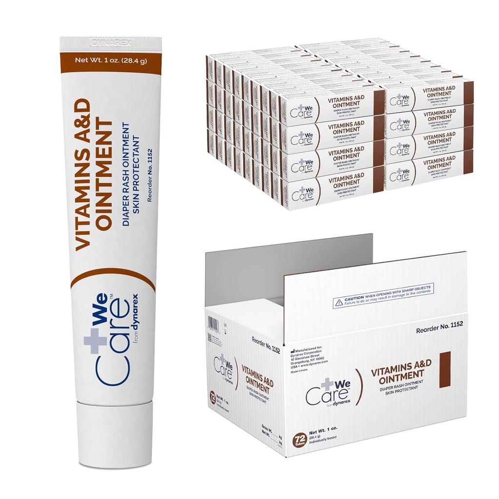 Dynarex 1152 Vitaminer A & D Ointment, hvit, 1 oz. Tube, pakke av 72