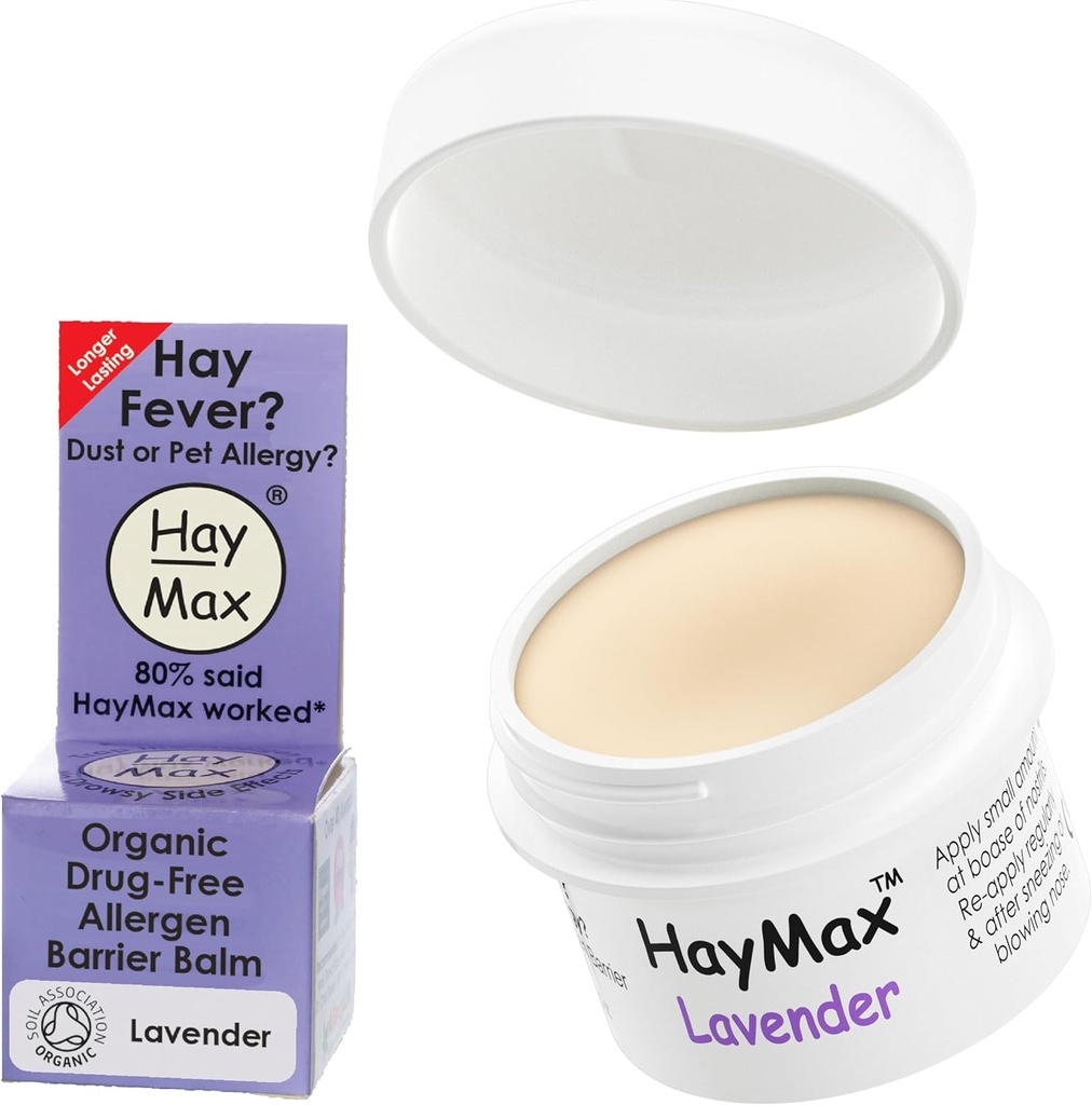 HayMax Allergen Barrier Balm - Lavender 0.17 fl oz - organiske, naturlige og ikke-Drowsy Hay Fever & Allergy Relief Balm - blokker Pollen & andre Allergen Partikler - Flott for voksne, barn & gravide kvinner