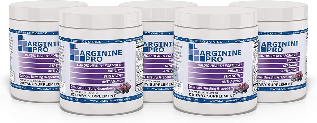 L-ARGININE PRO | 5,500mg L-Arginine Plus L-Citrullin 1,100mg Grape pulver drikk blandingstilskudd for økt nitric oksidproduksjon