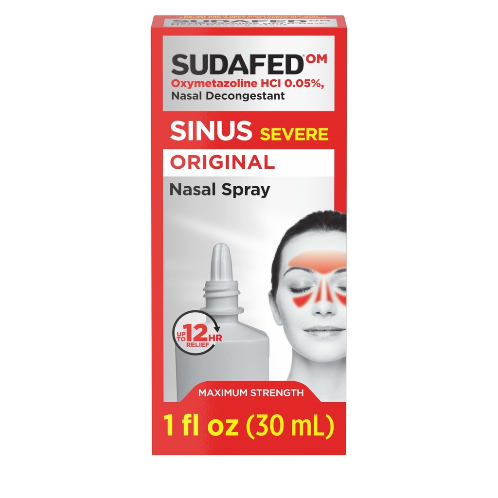 Sudafed Sinus Alvorlig Opprinnelig Nasal Spray, 12 timer Nasal Spray Decongestant for rask, kraftig Congestion Relief På grunn av kulde eller Allergier, Oxymetazoline HCl .05% Nese Spray, 1 fl oz
