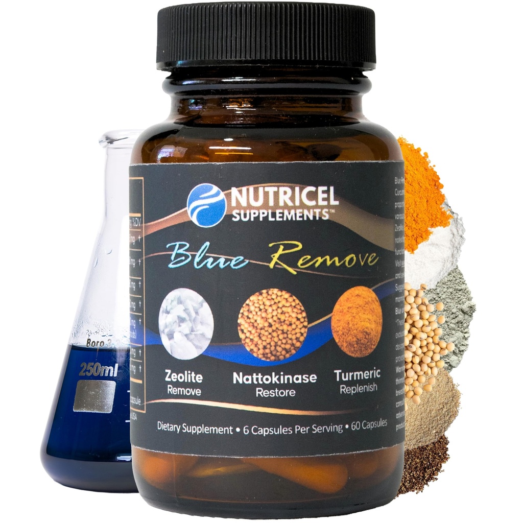 Nutricel metylen blå kapsler med mikronisert Zeolitt, Nattokinase (Non-GMO), Turmeric, Bromelain, og NAC - Trusted Made in America Brand - 18mg (USP referansekomplikasjon) Tredjeparts testet (60ct)