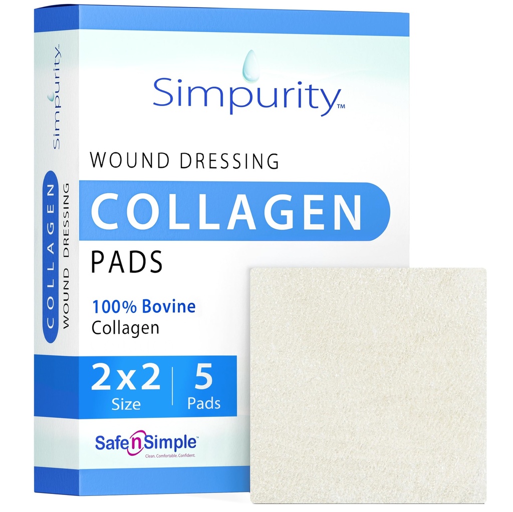 Collagen Dressing Pads - 2" x 2" 5 greve kollagen Pads for sår - ikke-ærlig kollagen Dressing for sårpleie - Sikker n' enkle sår Care forsyninger