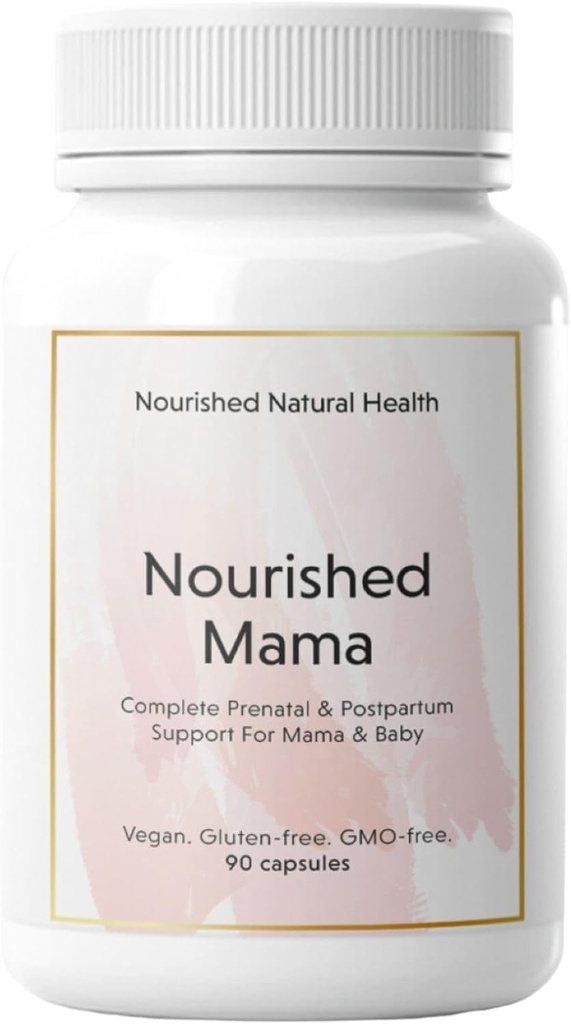 Nourished Mama Prenatal Multi Vitamin - Vegansk flervitamin for prekonception, graviditet, postpartum og amming støtte - jern-fri med metylert folat & høydosekolin - 90 kapsler