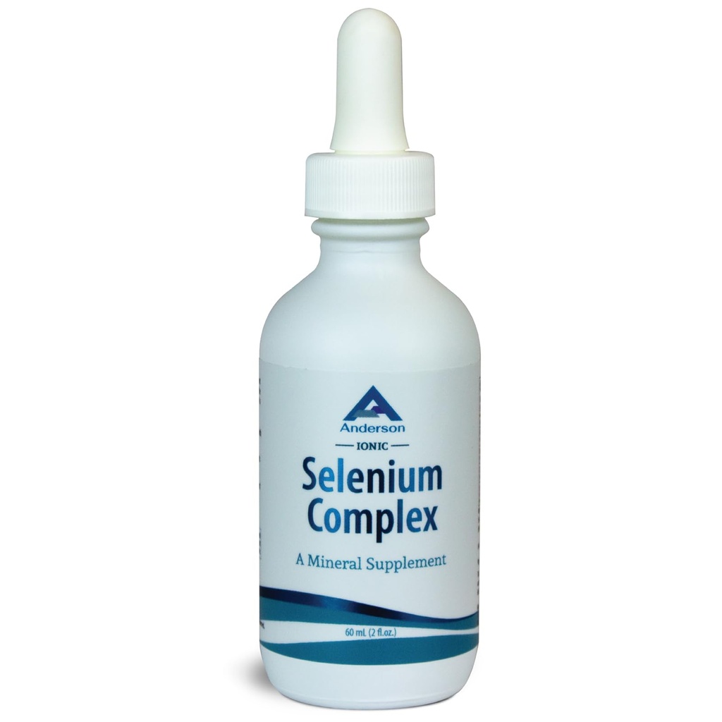 Anderson Ionic Selenium Complex, flytende Selenium Supplement Drops, støtter Thyroid og immunsystem, Antioksidant, kjemper gratis radikaler, Mineral glassflaske med dropper, 40 serveringer, 2 fl oz