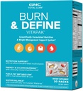 GNC Total Lean Burn and Define VitaPak-programmet for menn og kvinner, 5-i-1 pakke for energi, vektkontroll, kaloriforbrenning, immunhelse, vannbalanse, 30 serveringer