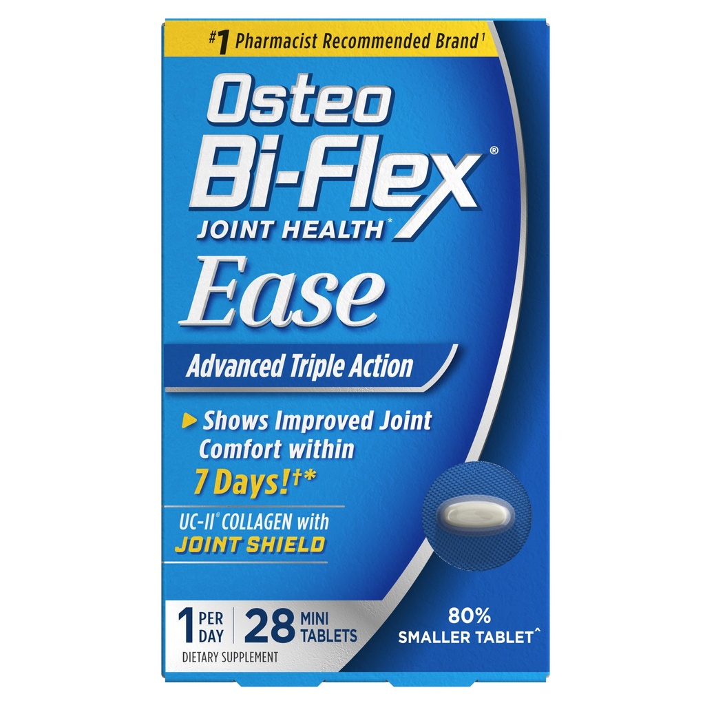 Osteo Bi-Flex Ease Advanced Triple Action med vitamin D felles kosttilskudd, Mini-tabeller, 28 Count