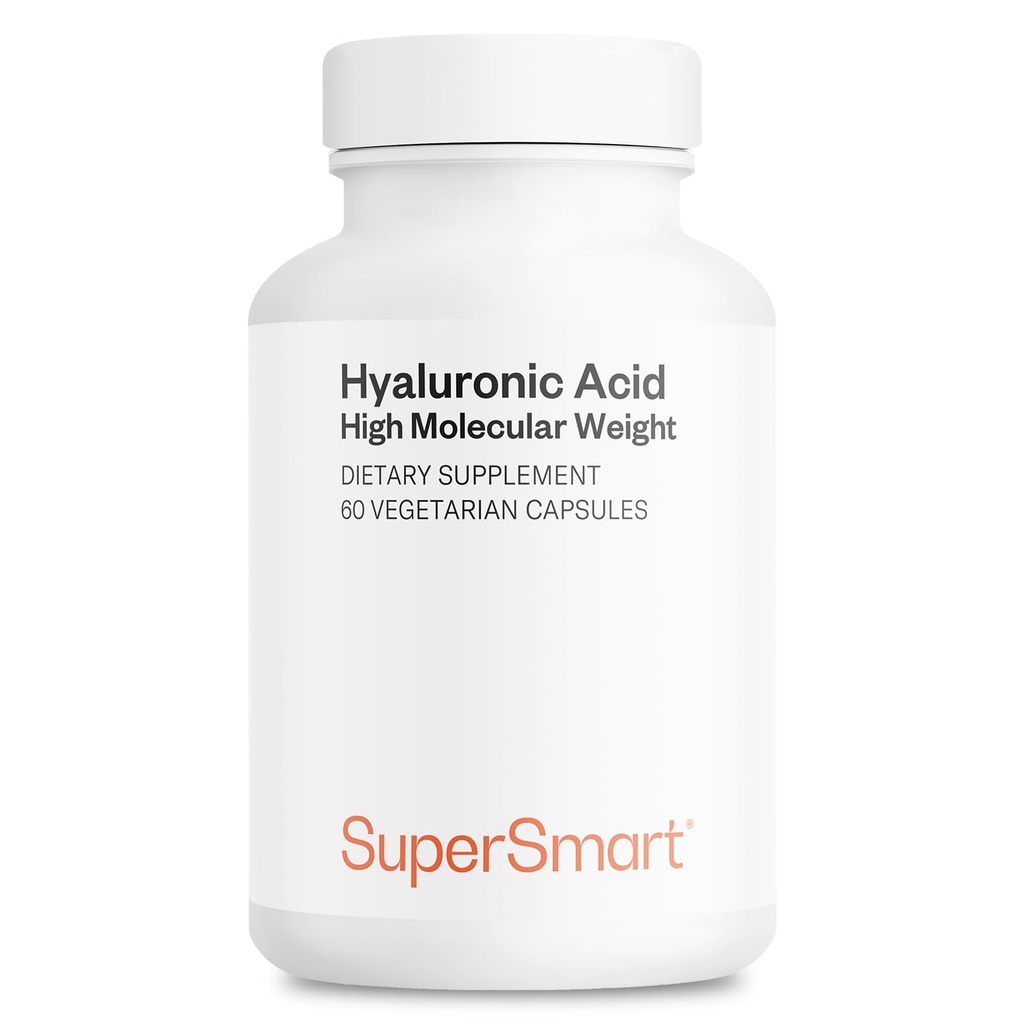 Supersmart Hyaluronsyre Supplement 300mg per dag (Sodium Hyaluronate) - høy molekylvekt 1,2 millioner Daltons ikke-GMO & Glutenfri - 60 vegetariske kapsler