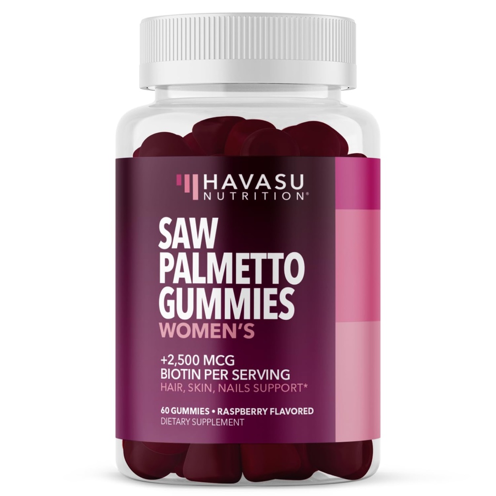 Så Palmetto for kvinner med 2500mcg Biotin - DHT Blocker og hår, hud, negle helse gummier - 60 greve - støtter sterkere og fyldigere utseende låser og strålende hud - Vegansk, ikke-GMO, 1 måneds forsyning