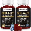 1000 MG Shilajit Gummier, organiske Shilajit Gummier med 85+ Trace Minerals, Fulvic Acid, Shilajit for menn og kvinner, Shilajit Resin, Shilajit Himalayan Organic for energi, hjerne, immunitet, 120 greve