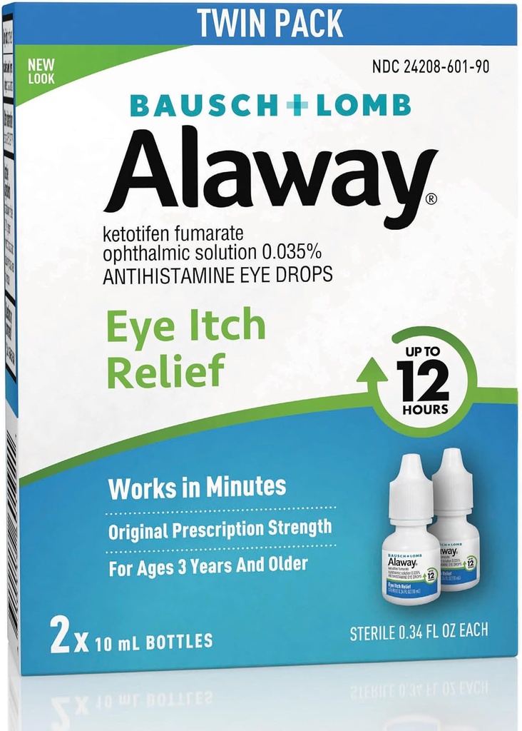 Alaway Antihistamine, øye kløe relief Drops, Twin Pack, 0.34 fl oz Hver