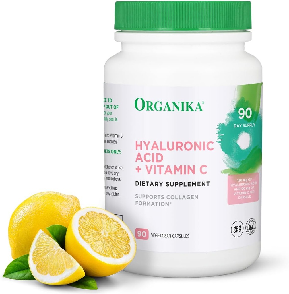 Organika Hyaluronsyre Supplement med vitamin C (90 Grønnsaker Kapsler): Symbiotiske felles velvære, kollagen, og huden Hydration Powerhouse - Forbedret Hyaluronsyre Kosttilskudd for mobilitet og skjønnhet