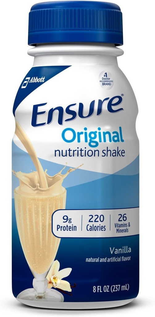 Sørg for Original Nutrition Shake med 9g protein, måltid erstatningshakes, Vanilla, 8 Fl Oz (pakke av 16)