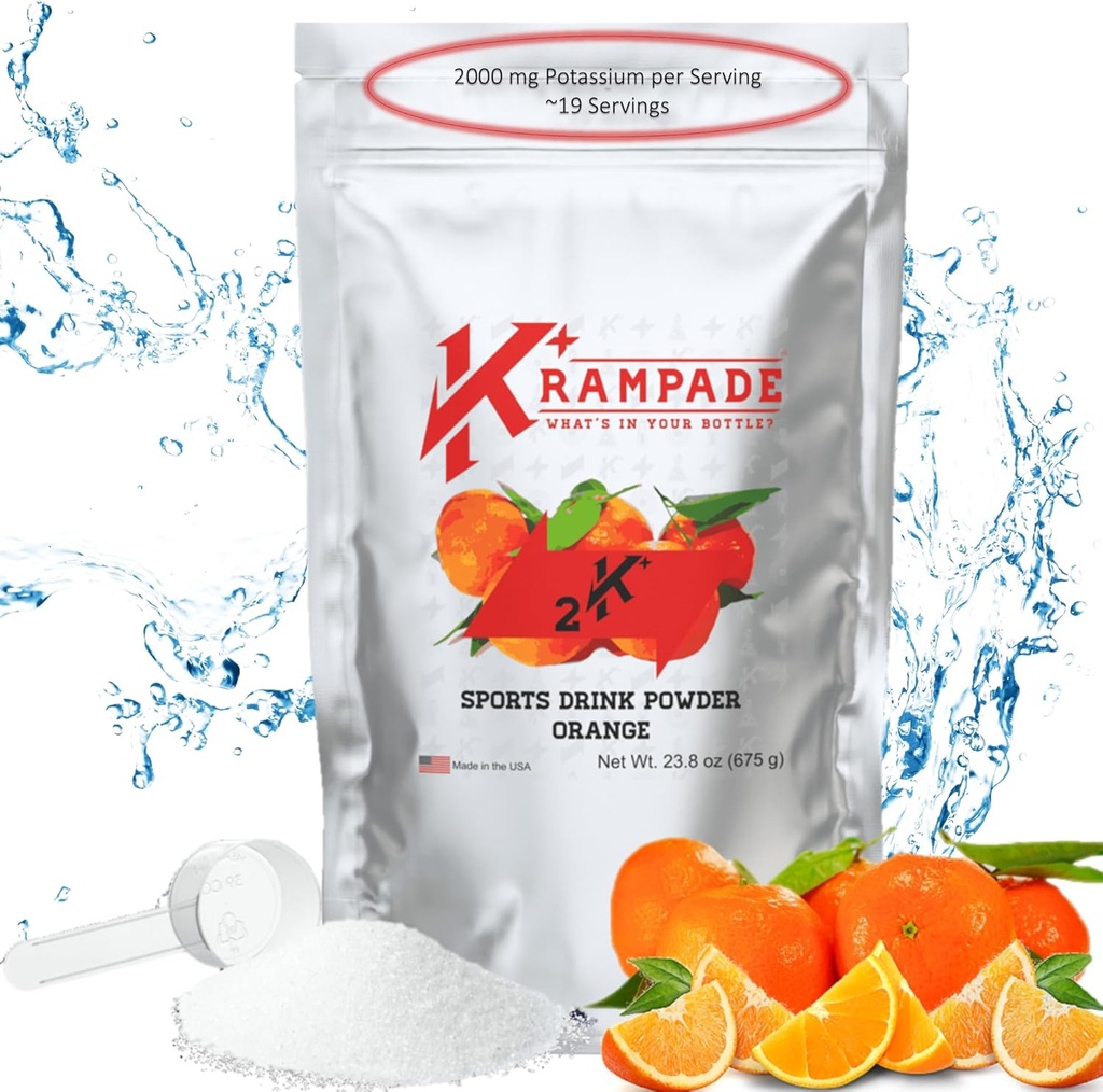 Krampade Electrolytes pulver Kalium Supplement - 2000 mg K+, > 2X mer enn kokosvann | Kramp Relief og Forebygging pulver