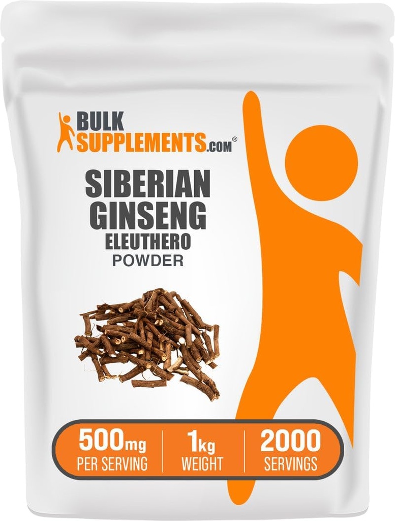 BulkSupplements.com Eleuthero pulver - Sibirsk Ginseng pulver, Eleutherococcus senticosus, Ginseng Herbal Supplement - Glutenfri, 500 mg per servering, 1kg (2,2 lbs) (Pack of 1)