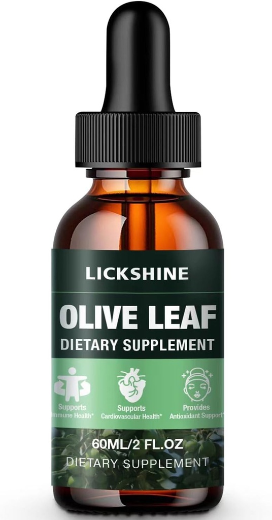1 pakke 1000MG Olive Leaf flytende ekstrakt - Organisk Olive Leaf dråper Supplement Tinktur for bedre absorpsjon - Immun & hjerte støtte Glutenfri, Ikke-GMO, Vegan, 2 Fl Oz