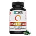 Zhou Thyroid støtte - Thyroid Supplement for kvinner og menn med sink, jodin, & selen, Metabolsk helse Thyroid Kompleks med Ashwagandha, Kelp - 60 Veggie kapsler (Pack of 1)