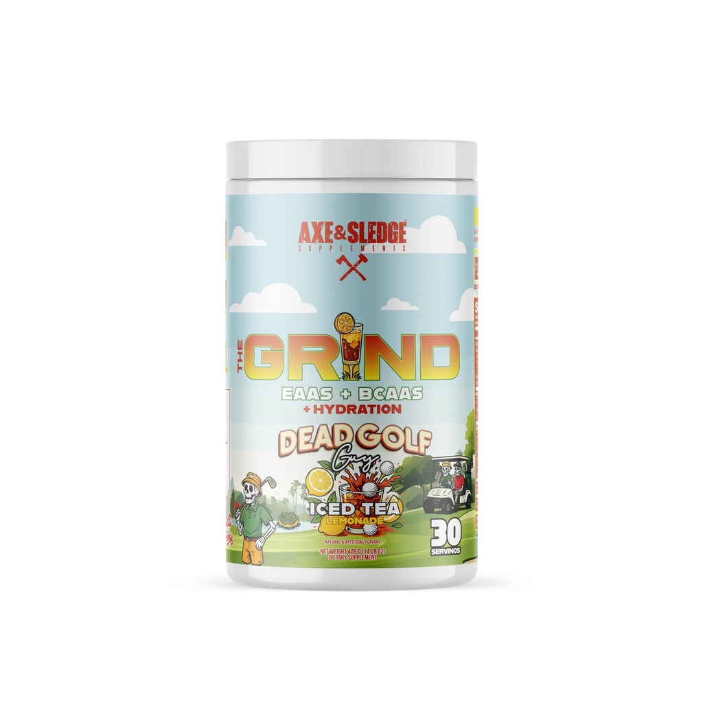 Axe & Sledge Grind Essentielle Aminosyrer |EAA & BCAA pulver |Muskelgjenvinning og elektrolytter for Hydrasjon | Stimulant-fri, Vegan | 30 Services, Død Golf Guy