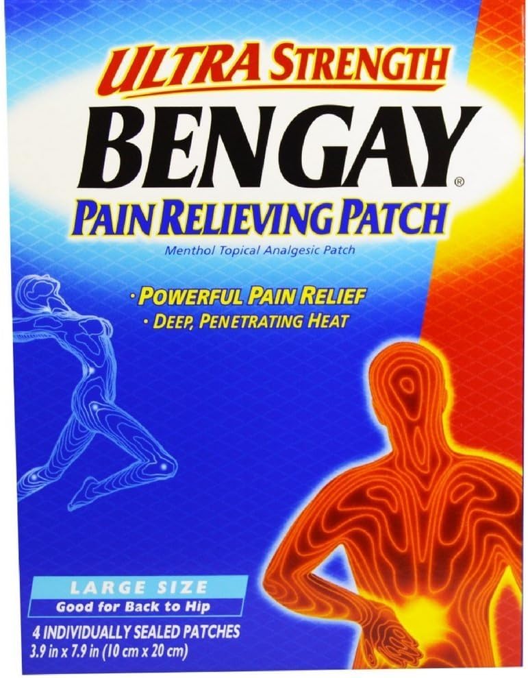 BENGAY Ultra styrke smerte lindring patcher stor størrelse 4 hver (pakke med 4)