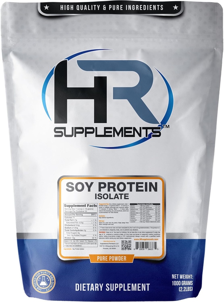 Sojaprotein isolert pulver | 1 kilogram (2,2 liter) | Lean Muscle Building | Vegetarisk og vegansk trygt protein kilde | Lab testet ingredienser