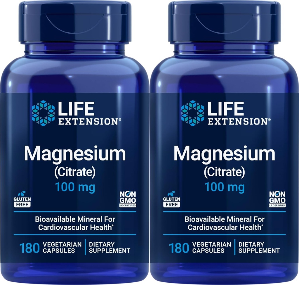 Livsforlengelse Magnesium (Citrat) 100mg, 180 Veg Caps (Pack of 2) - Mag Supplement