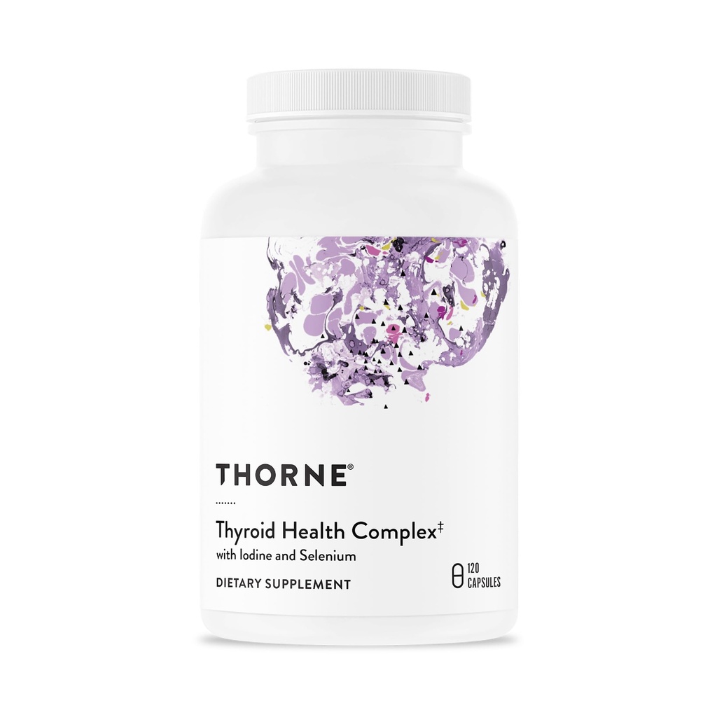 THORNE - Thyroid Health Complex - Thyroid Cofactors for Thyroid funksjon støtte* - Vitaminer B12, C & E, Ashwagandha, jodin, sink, selen, kobber og L-tyrosin - Tredjeparts sertifisert - 120 Kapsler