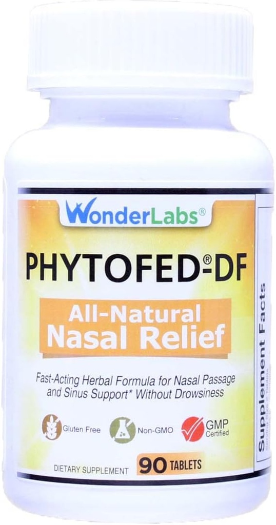 Wonder Laboratories Phytofed-DF all-naturlig nasal relief og decongestant, 90 tabletter