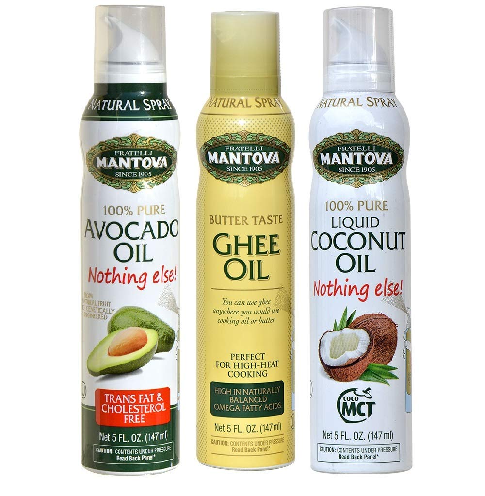Mantova Keto Spray oljesett (Avocado, Ghee, Kokos MCT Olje), pakke med 3
