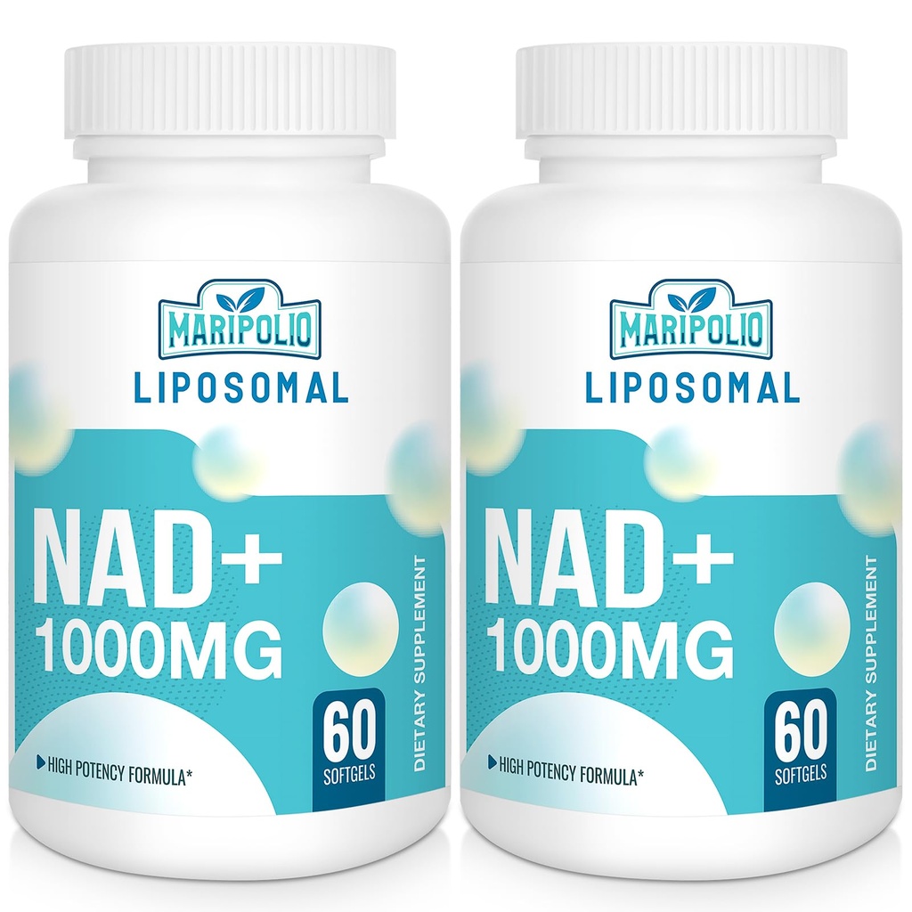 Liposomal NAD + Supplement 1000 mg | Høyeste NAD Pontecy | Max Absorpsjon | Ren NAD Supplement | Energi og DNA Reparasjon, Aging Defense, Hjernefunksjon | 120 Softgels