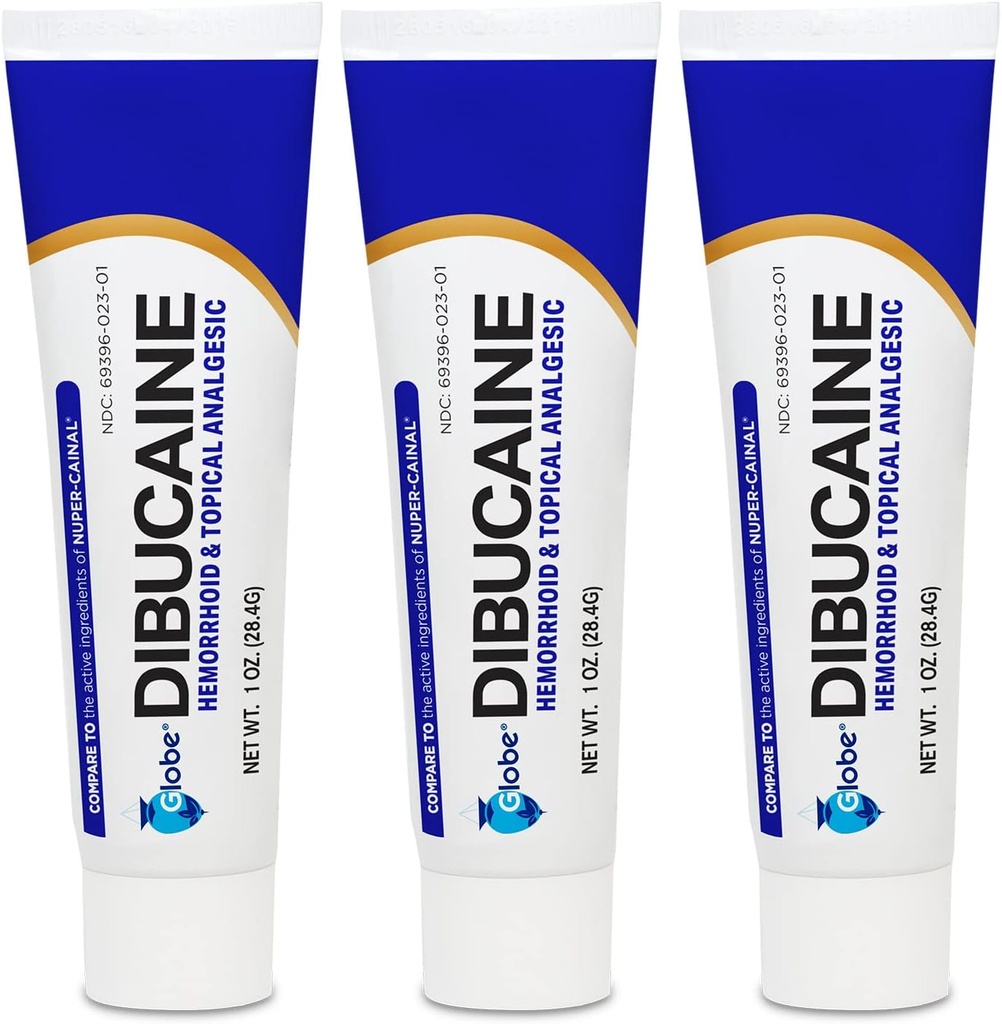 (3 pakke) Globe Dibucaine 1% hemorroid behandling Ødelegging - 1 Oz Rapid Numbing Relief, hemorroid behandling fra kløe og brenne