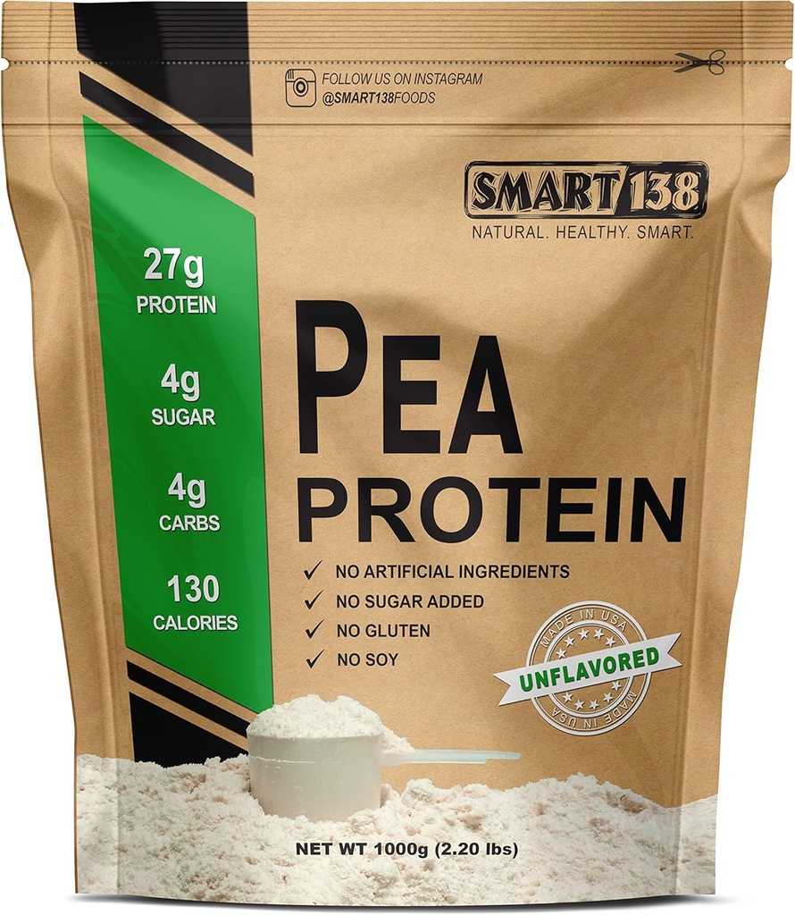 100% ren era protein, ultra glatt pulver, vegansk, glutenfri, soya-fri, mørefri, ikke-GMO, USA/Canada, keto (lav karbohydrat), naturlige BCAA (1000g / 2,2lbs, ubesmittet)
